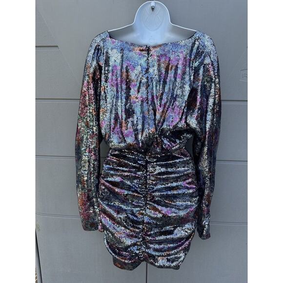 NWT Ramy Brook Auerbach Multicolor All Over Sequin Ruched Mini Dress Sz 10 $795 - Picture 10 of 16